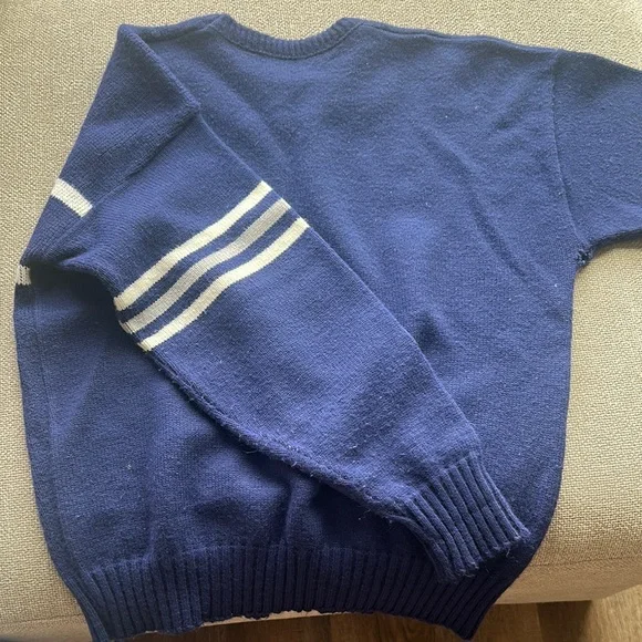 COWBOYS Football Blue and White Crew Neck Sweater - Picture 4 of 5